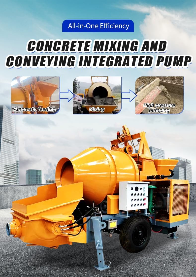high efficiency portable concrete mixer pump,should I buy a concrete mixer pump,concrete mixer pump vs truck mixer,portable concrete mixer pump worth buying,best concrete mixer pump for slab pouring,hydraulic concrete mixer pump pros cons unboxing and complete package contents