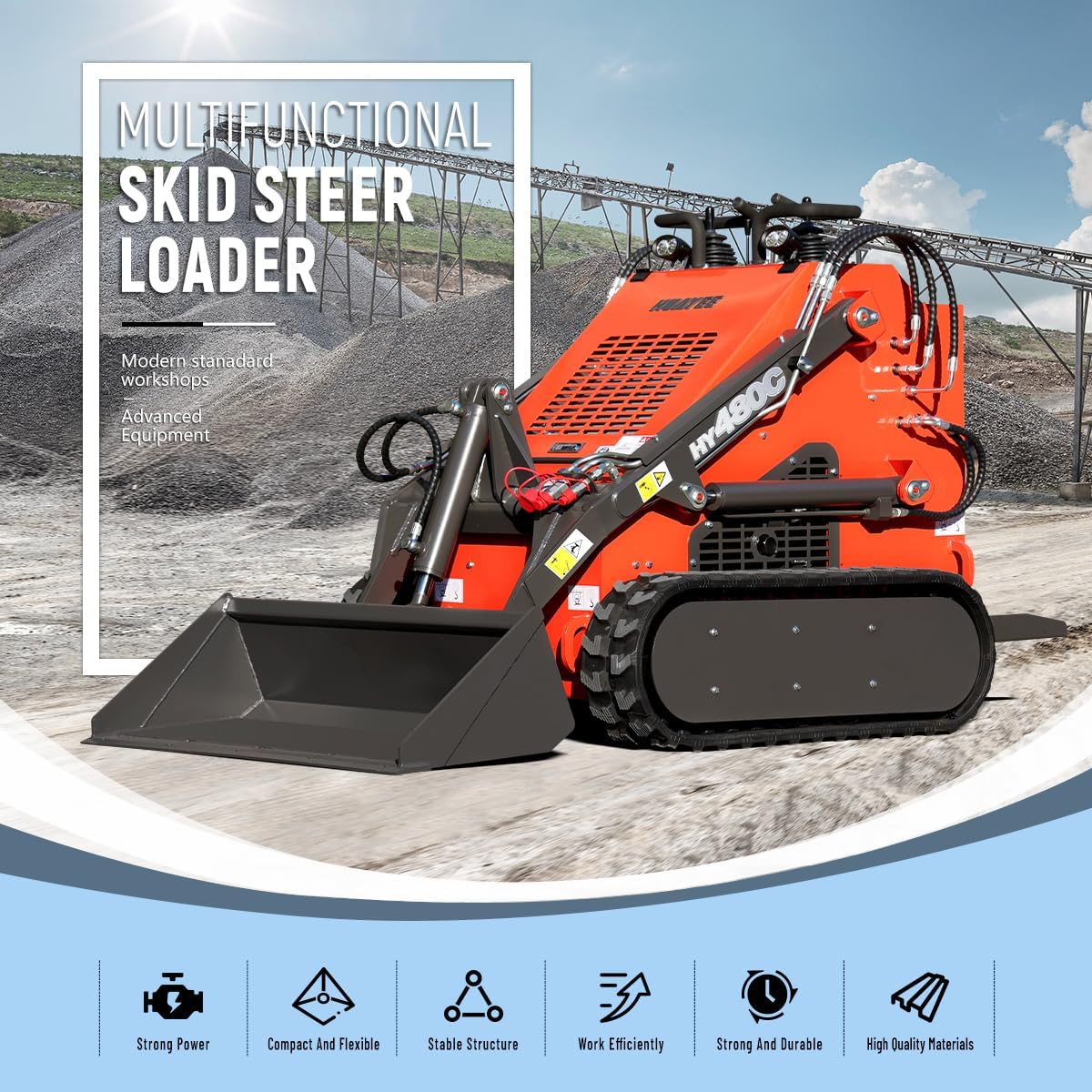 Step-by-step guide for HUAYEE HY480C mini skid steer review,mini skid steer pros cons,stand on skid steer vs track,HY480C worth buying,best mini skid steer for soft ground,should I buy a HUAYEE skid steer - complete tutorial